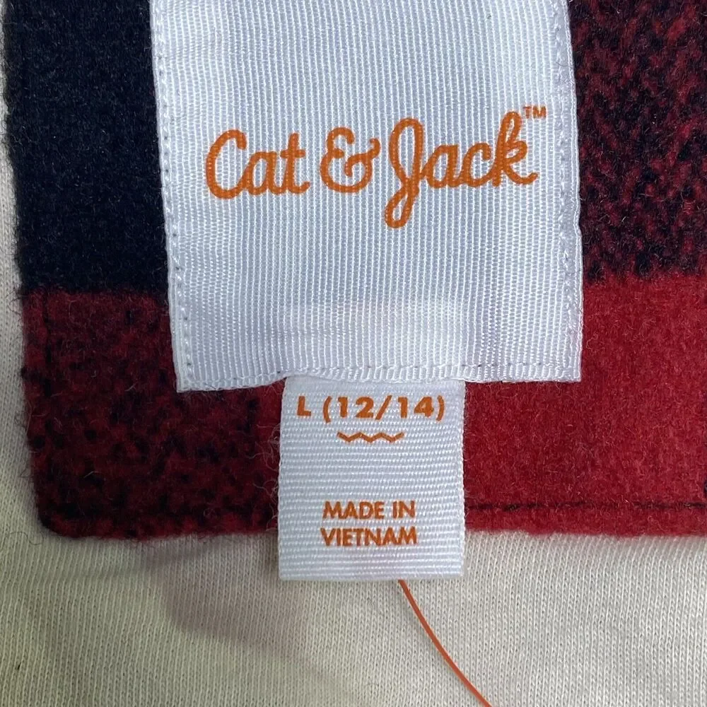 Cat & Jack Women's L (12-14) Buffalo Plaid Jacket Hooded Lined Poly Fill NEW